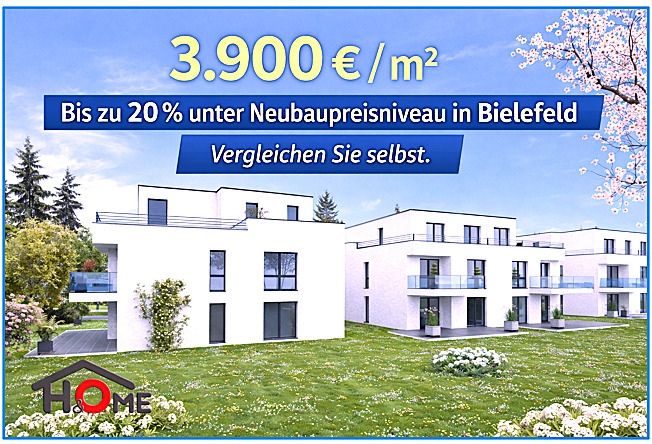 Etagenwohnung Bielefeld Jöllenbeck - 3 Zimmer, 80 m&sup2;, 313.500&euro; | Angebot:25165860