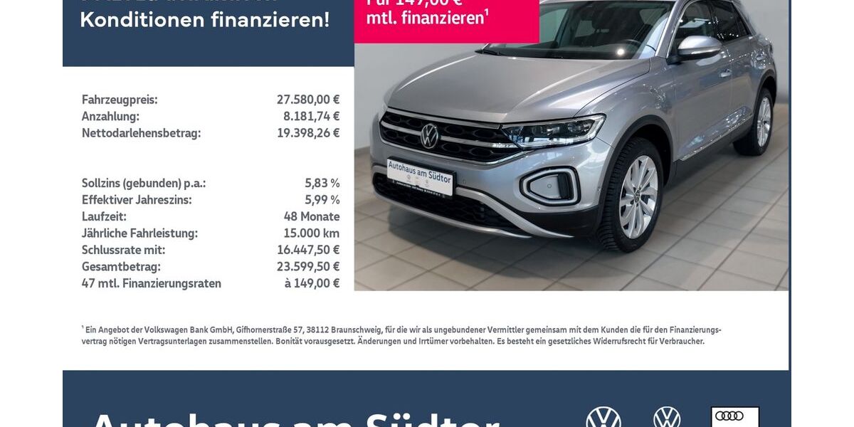 VW T-Roc 25.202 km 26.980 &euro; Rietberg 33397
