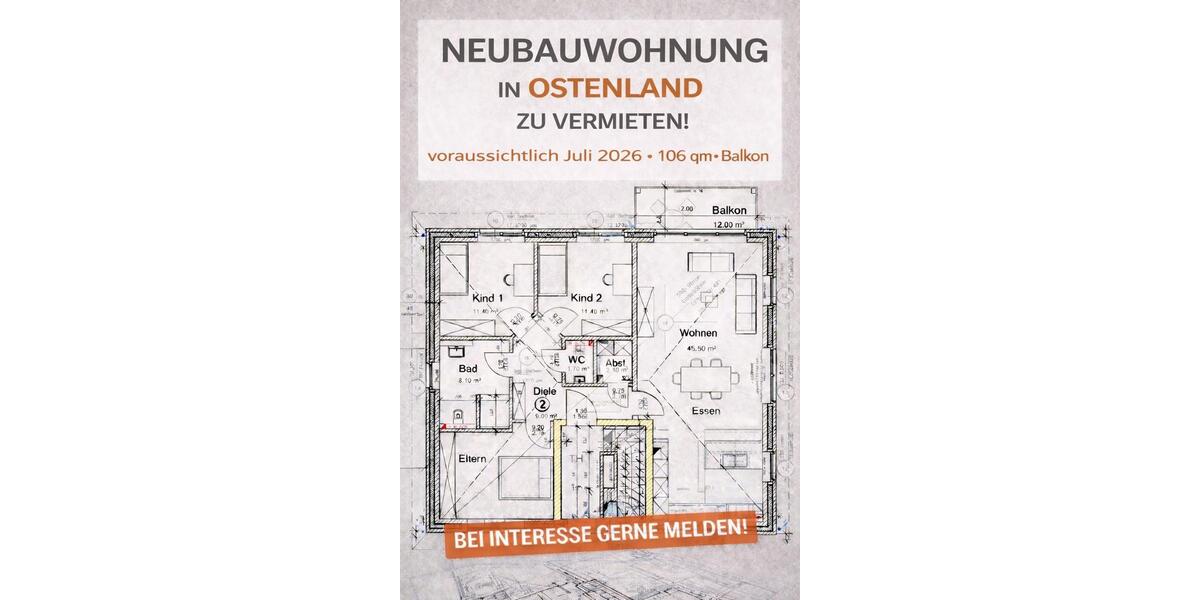 Etagenwohnung Delbrück - 5 Zimmer, 106 m&sup2;, 1.200&euro; | Angebot:24559277
