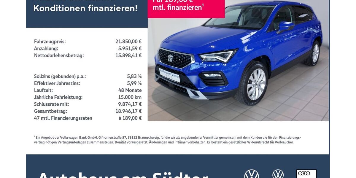Seat Ateca 84.990 km 21.850 &euro; Rietberg 33397