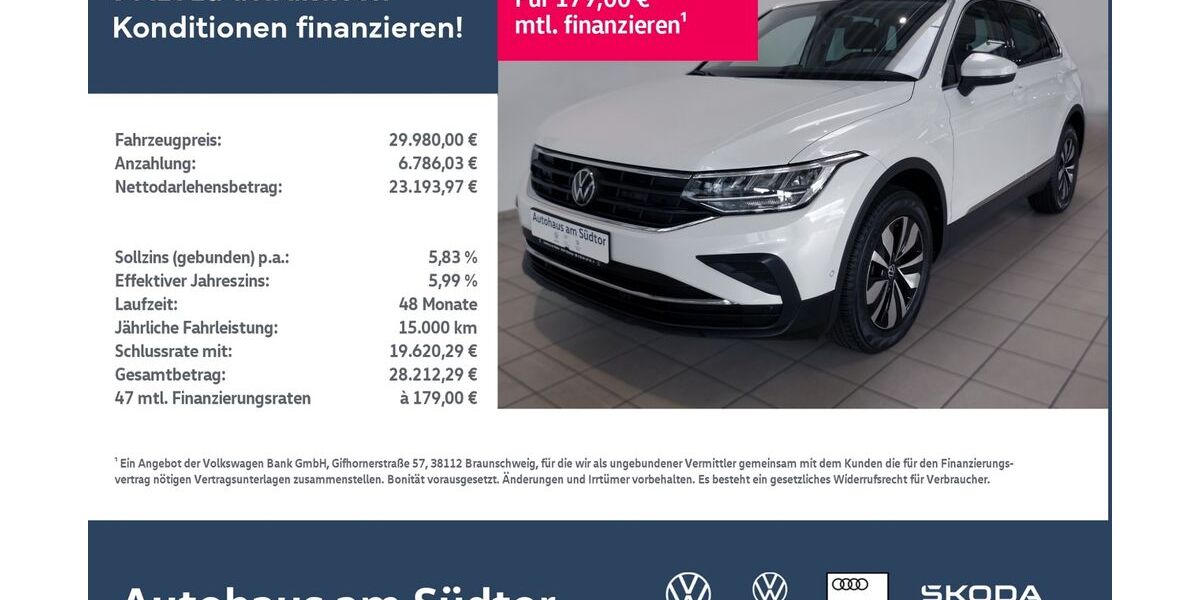 VW Tiguan 27.000 km 29.980 &euro; Rietberg 33397