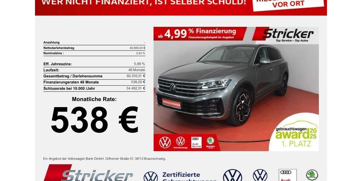 VW Touareg 24.855 km 47.949 &euro; Detmold 32760