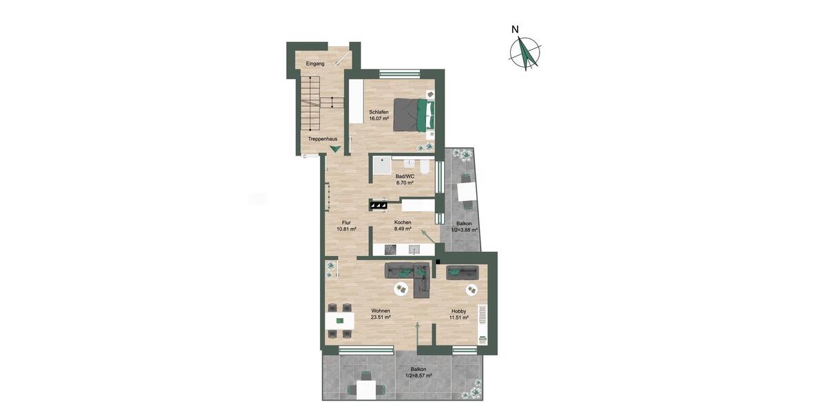 Erdgeschoßwohnung Herford Falkendiek - 2.5 Zimmer, 89 m&sup2;, 1.190&euro; | Angebot:26423995