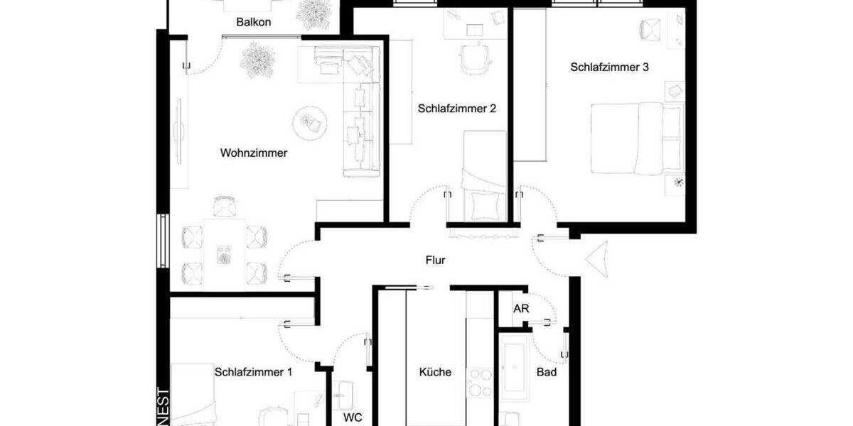 Etagenwohnung Bielefeld Senne - 4 Zimmer, 91 m&sup2;, 135.000&euro; | Angebot:26834148