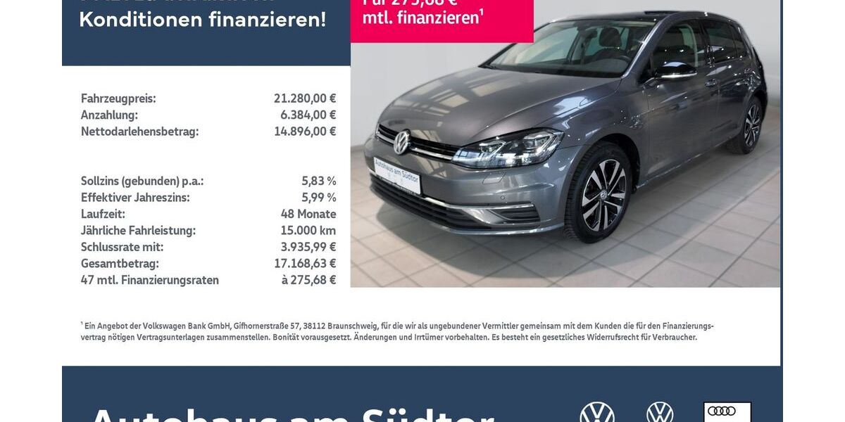 VW Golf 45.000 km 20.850 &euro; Rietberg 33397
