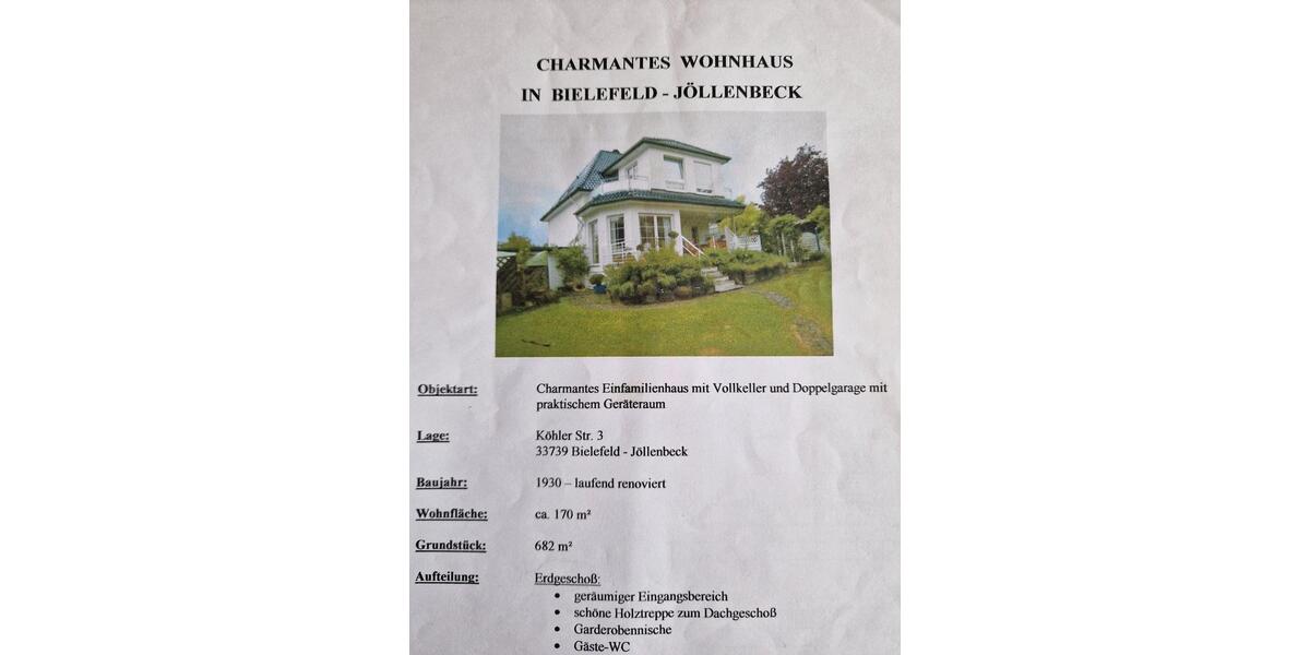 Einfamilienhaus Bielefeld Jöllenbeck - 4.5 Zimmer, 170 m&sup2;, 429.000&euro; | Angebot:27108867