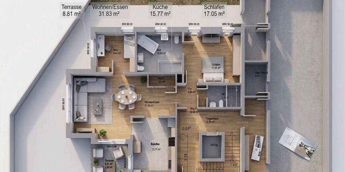 Etagenwohnung Gütersloh Innenstadt - 3 Zimmer, 98 m&sup2;, 449.000&euro; | Angebot:26891330