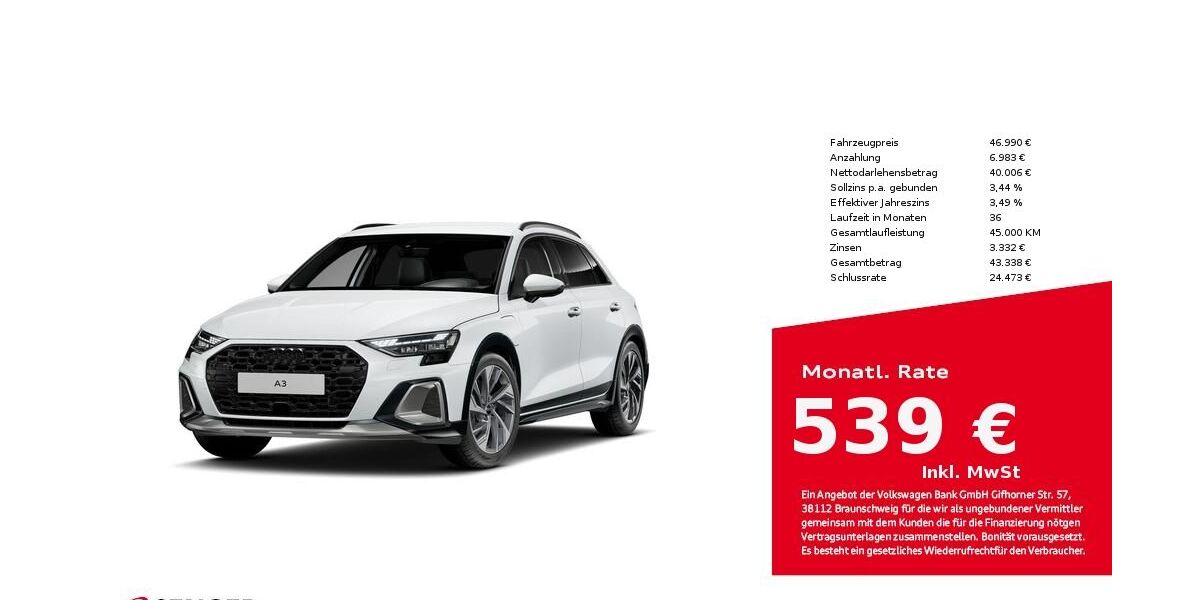 Audi A3 20.044 km 46.880 &euro; Bielefeld 33609