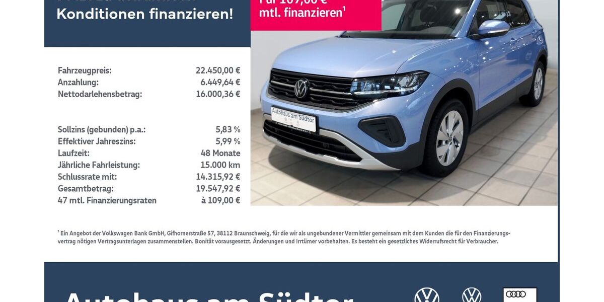 VW T-Cross 7.400 km 22.450 &euro; Rietberg 33397