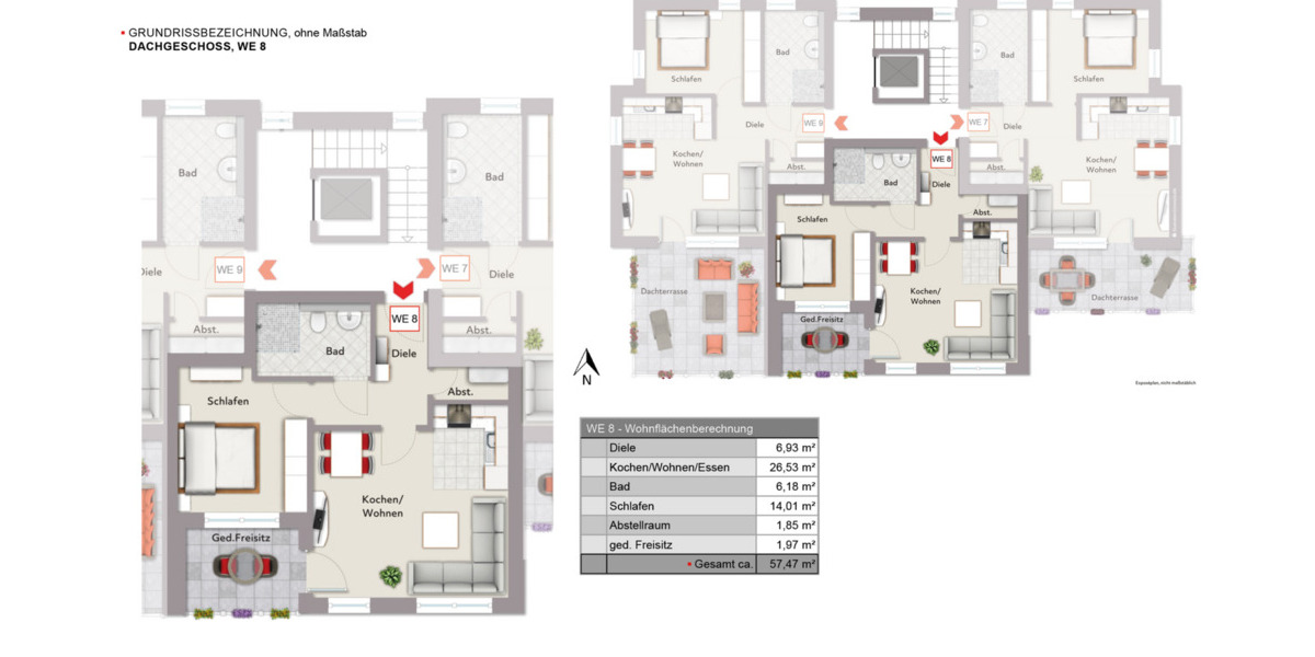 Etagenwohnung Schloß Holte-Stukenbrock Schloß Holte - 2 Zimmer, 57 m&sup2;, 244.600&euro; | Angebot:25708845