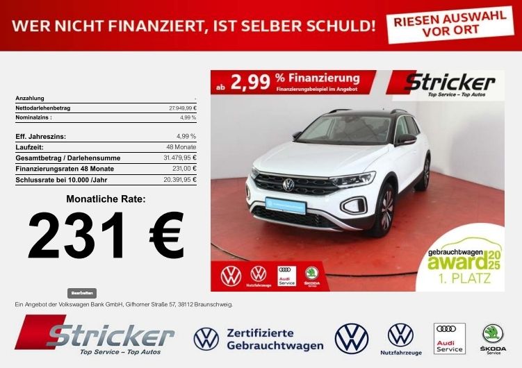 VW T-Roc 27.679 km 27.474 &euro; Detmold 32760