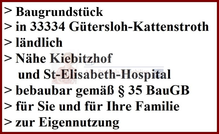 Baugrundstück Nähe Kiebitzhof - bauträgerfrei und provisionsfrei für Käufer in Gütersloh - Grundstück Gütersloh Isselhorst | Angebot:25365472