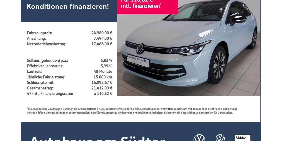 VW Golf 14.000 km 23.980 &euro; Rietberg 33397