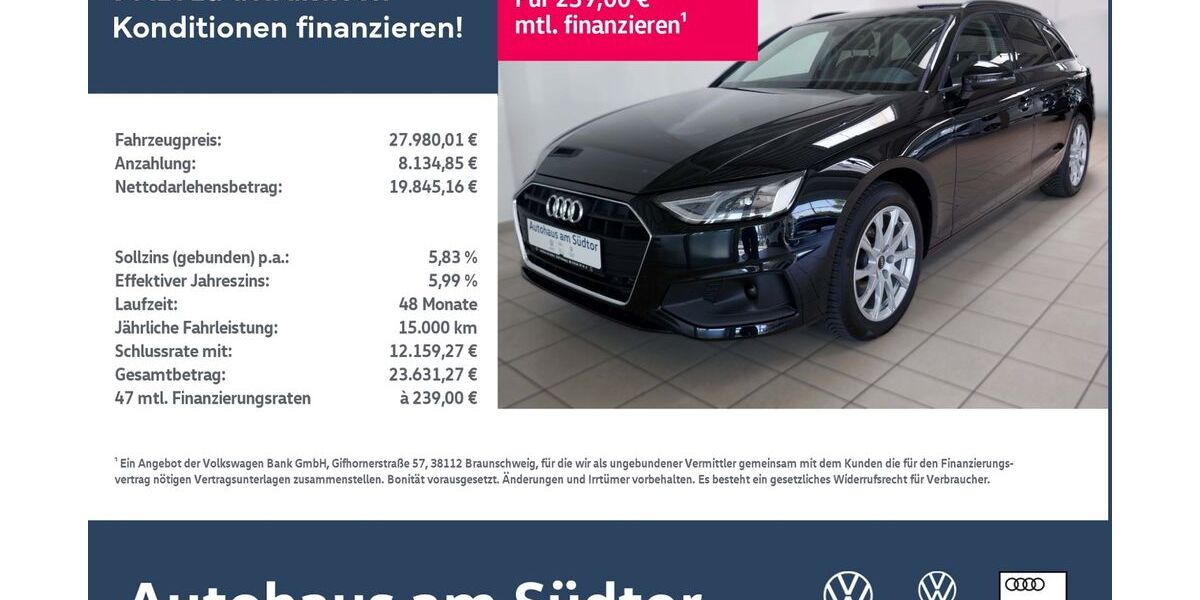 Audi A4 33.000 km 27.980 &euro; Rietberg 33397