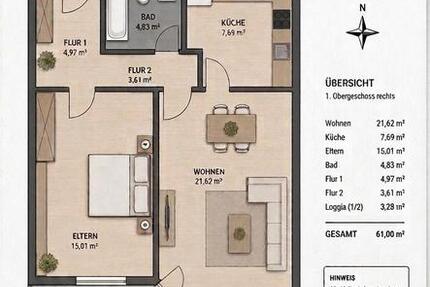 Wohnung Bielefeld Jöllenbeck - 2 Zimmer, 61 m&sup2;, 145.000&euro; | Angebot:27157509