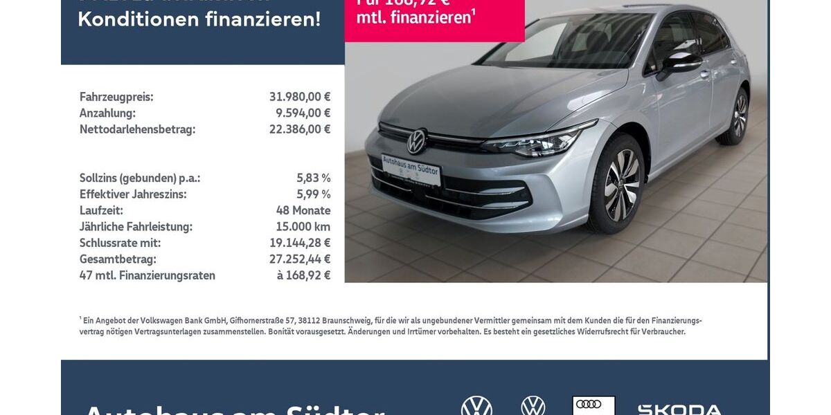 VW Golf 8.000 km 30.980 &euro; Rietberg 33397