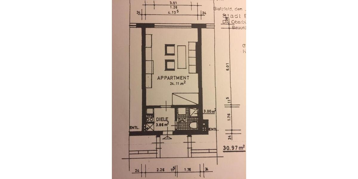 Etagenwohnung Bielefeld Jöllenbeck - 1 Zimmer, 31 m&sup2;, 450&euro; | Angebot:26310877