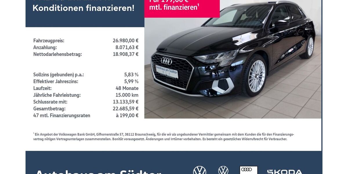 Audi A3 30.500 km 25.350 &euro; Rietberg 33397