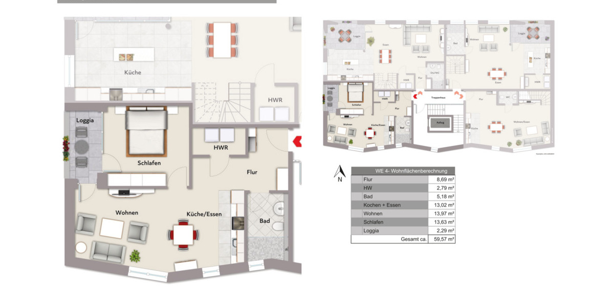Etagenwohnung Rheda-Wiedenbrück Wiedenbrück - 2 Zimmer, 60 m&sup2;, 304.000&euro; | Angebot:25708858