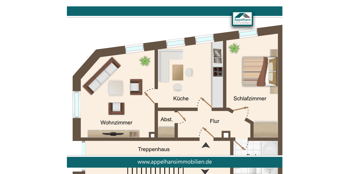 Etagenwohnung Melle - 2 Zimmer, 64 m&sup2;, 159.000&euro; | Angebot:27151841