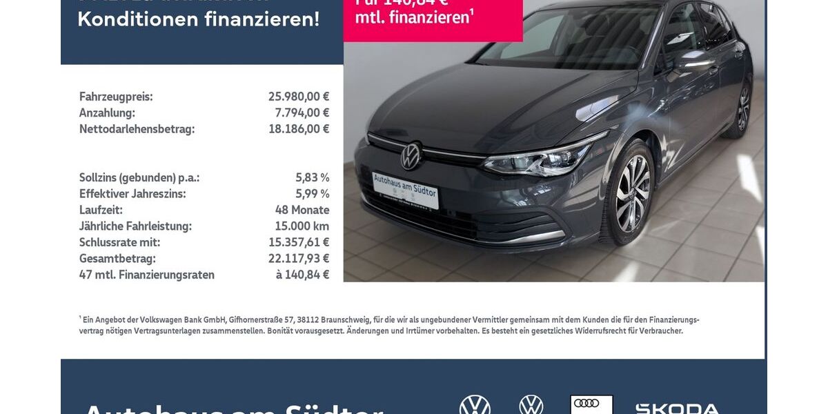 VW Golf 44.000 km 24.980 &euro; Rietberg 33397