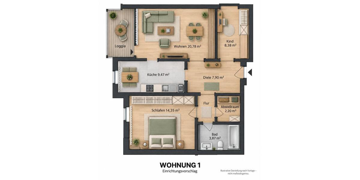 Etagenwohnung Löhne - 3 Zimmer, 71 m&sup2;, 95.000&euro; | Angebot:27407900