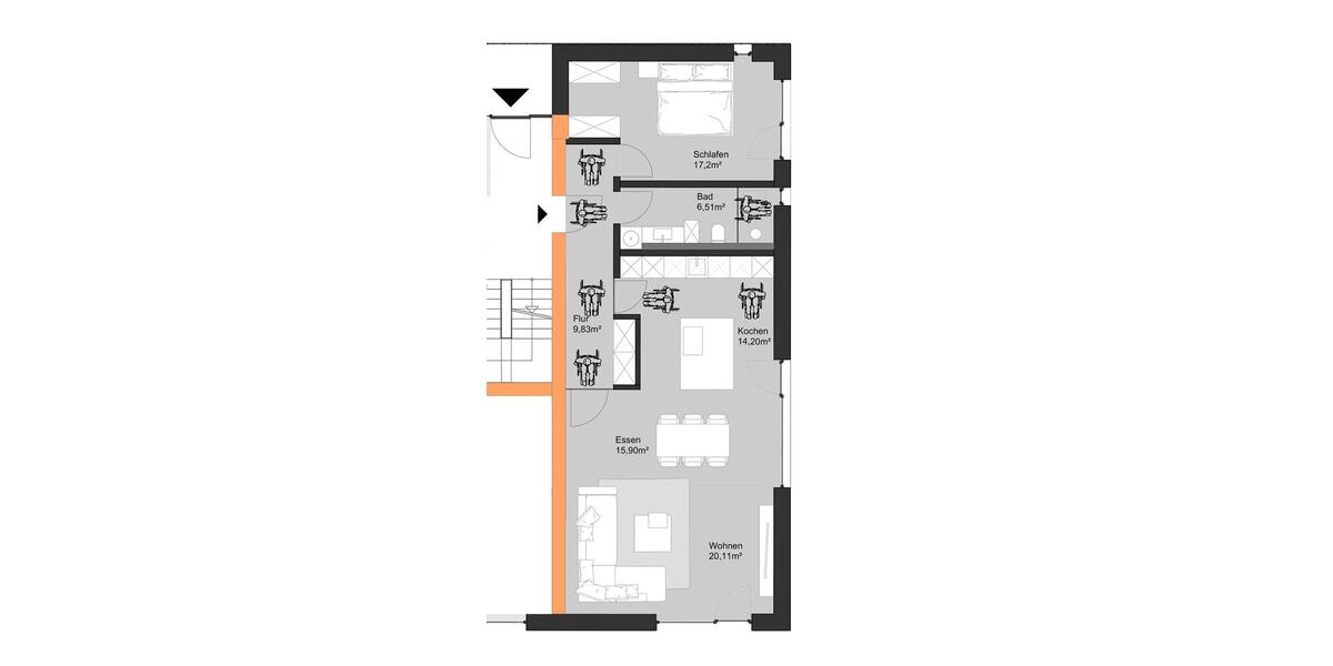 2 Zimmer EG Wohnung mit Küche, Waschmaschine und Trockner zimmer