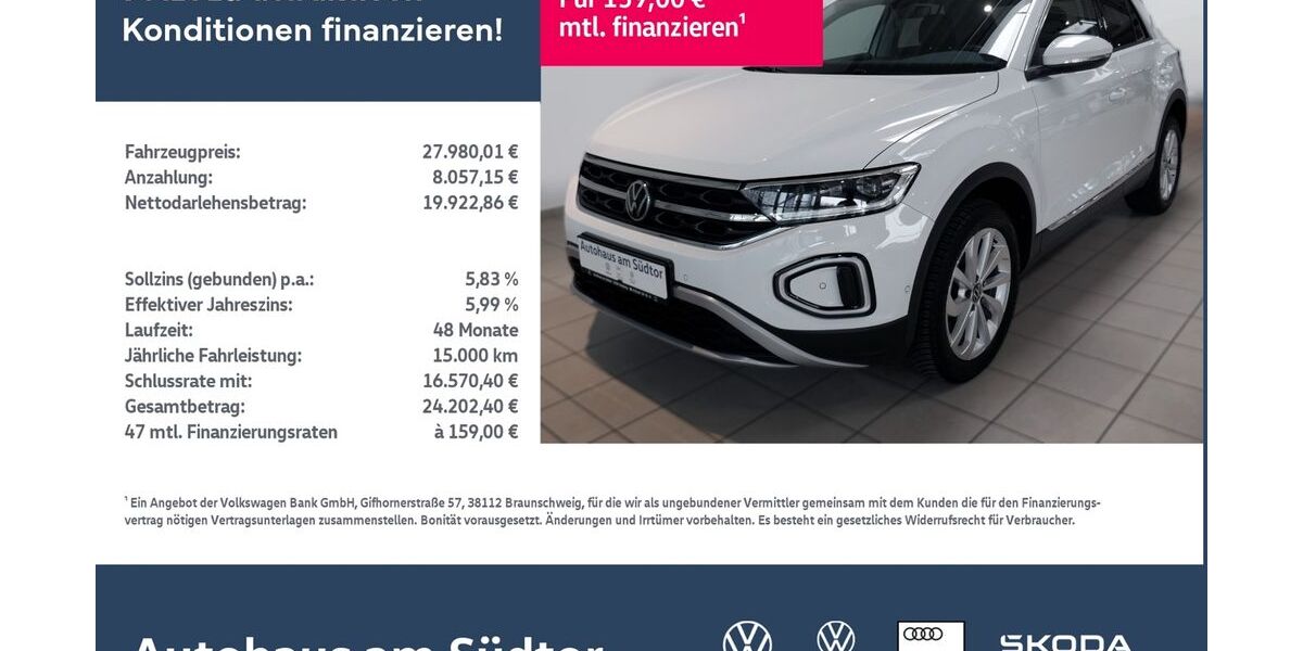 VW T-Roc 20.175 km 27.980 &euro; Rietberg 33397