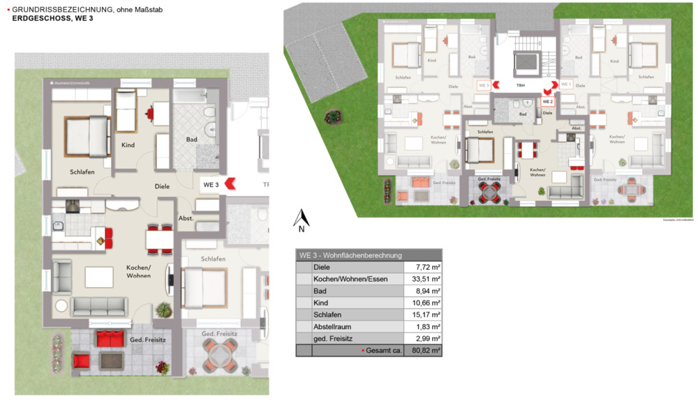 Etagenwohnung Schloß Holte-Stukenbrock Schloß Holte - 3 Zimmer, 80 m&sup2;, 334.300&euro; | Angebot:25708848
