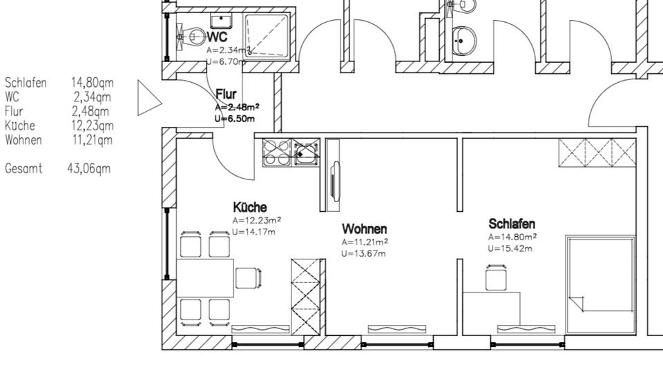 Erdgeschoßwohnung Bielefeld Stieghorst - 2 Zimmer, 43 m&sup2;, 650&euro; | Angebot:26399099