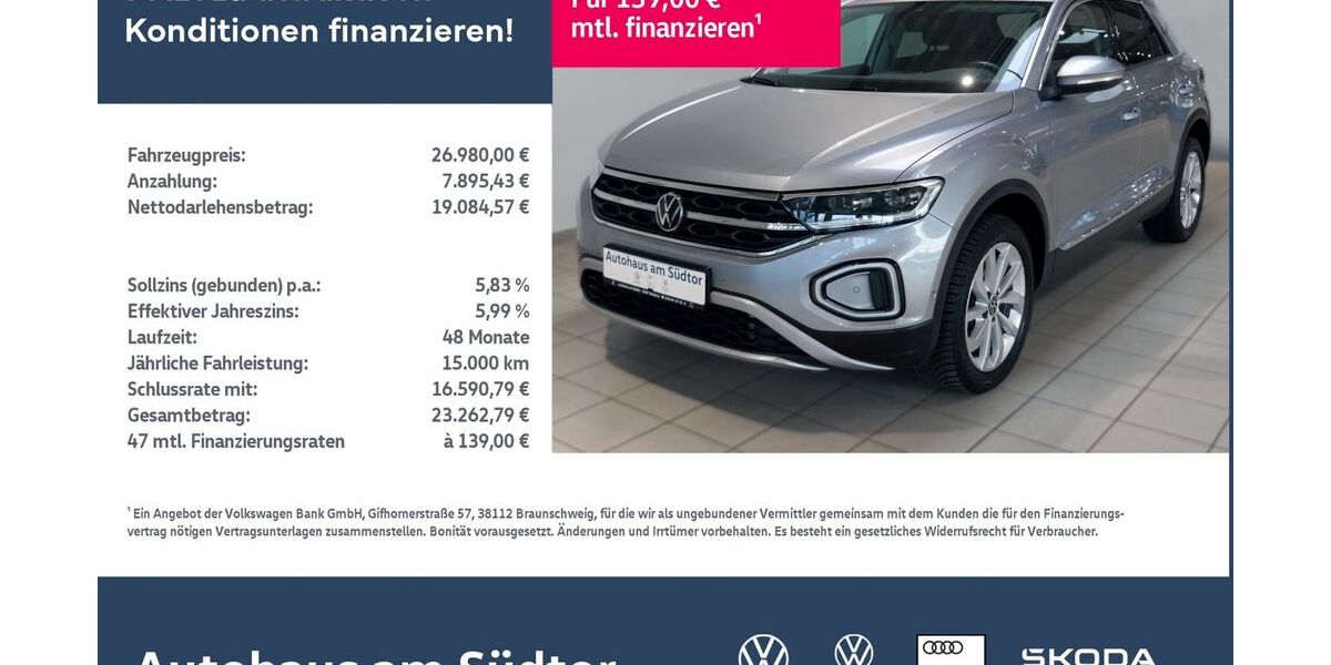 VW T-Roc 25.202 km 26.980 &euro; Rietberg 33397