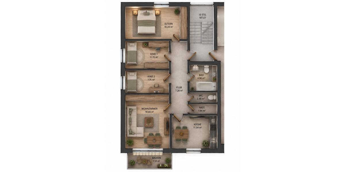 Etagenwohnung Herford Falkendiek - 4 Zimmer, 84 m&sup2;, 295.000&euro; | Angebot:26905500