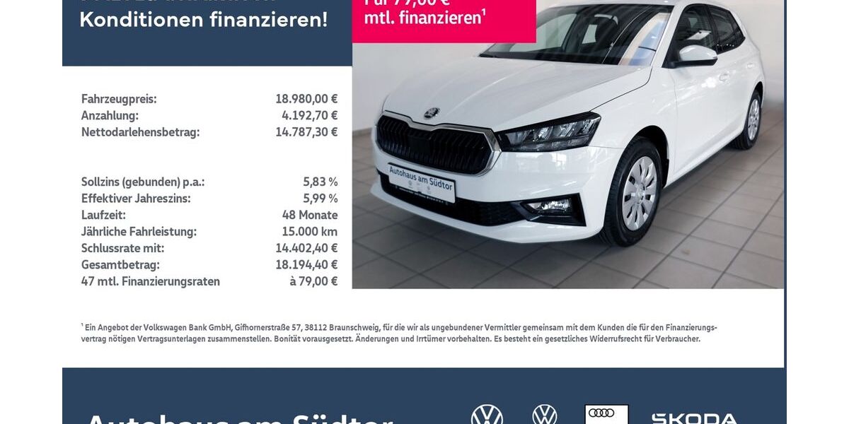 Skoda Fabia 2.000 km 18.980 &euro; Rietberg 33397