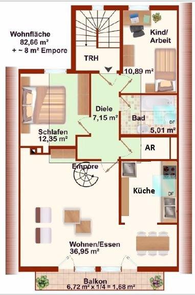 Dachgeschoßwohnung Bielefeld Brackwede - 3.5 Zimmer, 90 m&sup2;, 830&euro; | Angebot:26214401