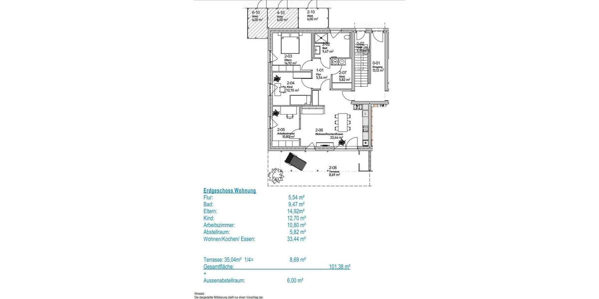 Terrassenwohnung Steinhagen Amshausen - 4 Zimmer, 101 m&sup2;, 420.000&euro; | Angebot:26015726