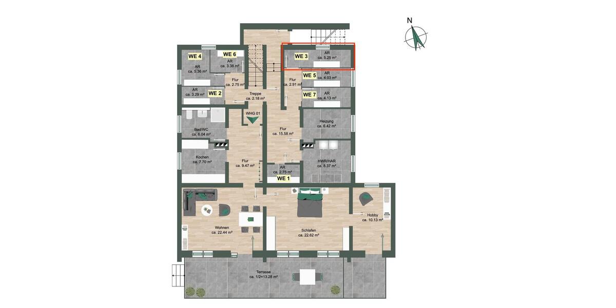 Erdgeschoßwohnung Herford Falkendiek - 2.5 Zimmer, 89 m&sup2;, 1.190&euro; | Angebot:26423995