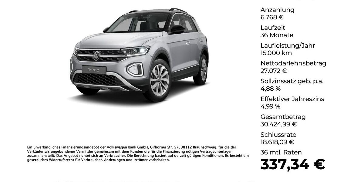 VW T-Roc 9.990 km 33.450 &euro; Versmold 33775