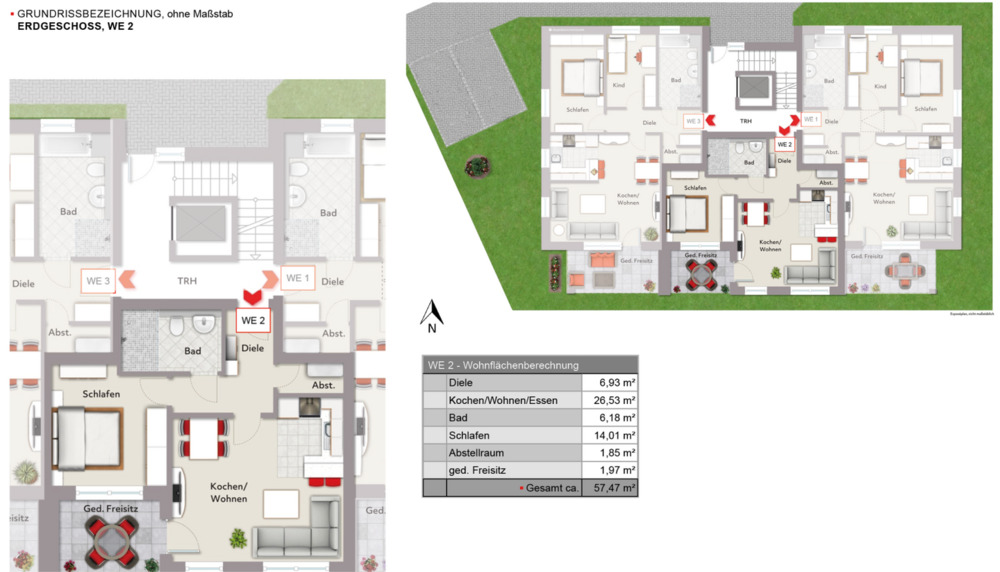 Etagenwohnung Schloß Holte-Stukenbrock Schloß Holte - 2 Zimmer, 57 m&sup2;, 244.600&euro; | Angebot:25708845