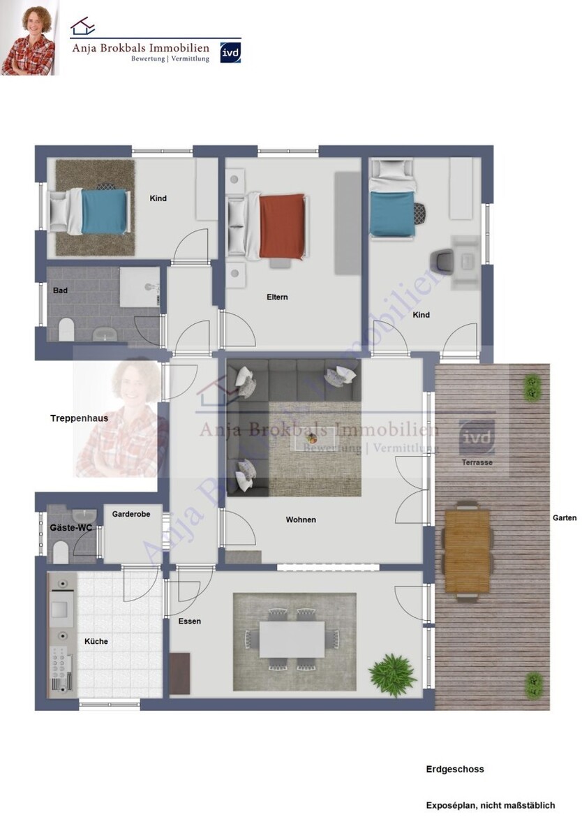 Gütersloh: Erdgeschoss mit Garten und Garage in einem 2 Familienhaus, stadtnahe Lage am Grüngürtel 4.5 zimmer