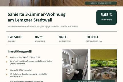 Wohnung Lemgo - 3 Zimmer, 86 m&sup2;, 178.500&euro; | Angebot:27213835