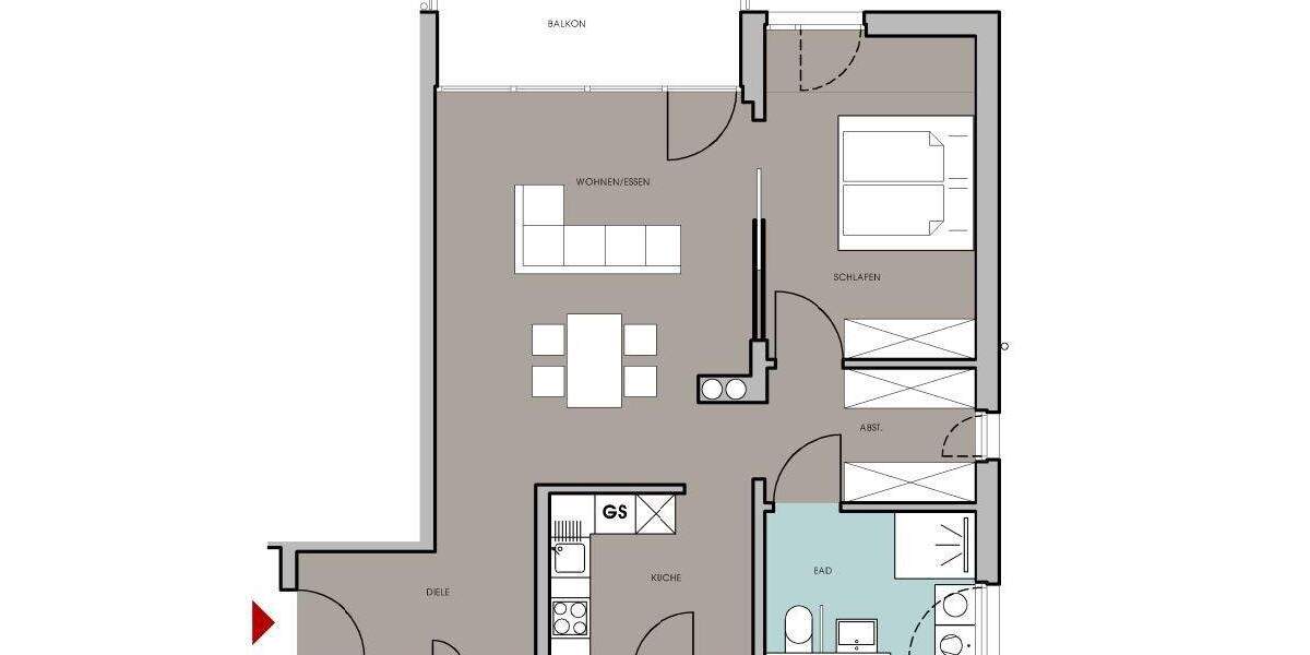 Etagenwohnung Bielefeld Innenstadt - 2 Zimmer, 74 m&sup2;, 890&euro; | Angebot:25537617