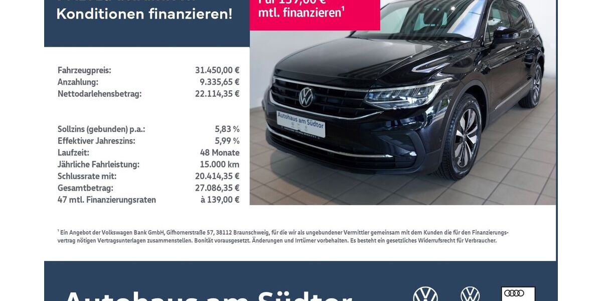 VW Tiguan 21.509 km 31.450 &euro; Rietberg 33397