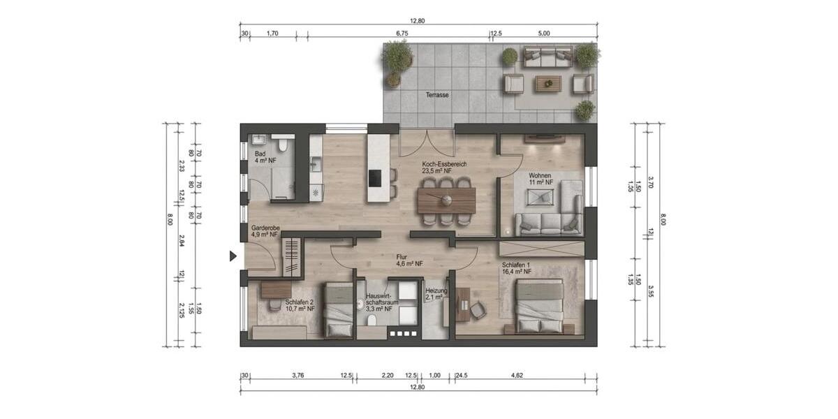 Etagenwohnung Bielefeld Schildesche - 4 Zimmer, 85 m&sup2;, 263.000&euro; | Angebot:26362779