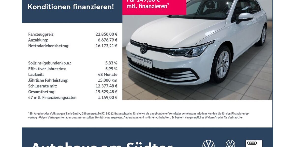 VW Golf 40.685 km 22.850 &euro; Rietberg 33397