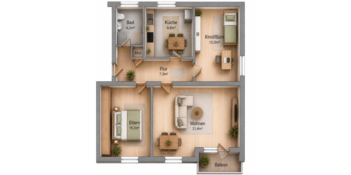Etagenwohnung Bünde - 3 Zimmer, 70 m&sup2;, 685&euro; | Angebot:26652876