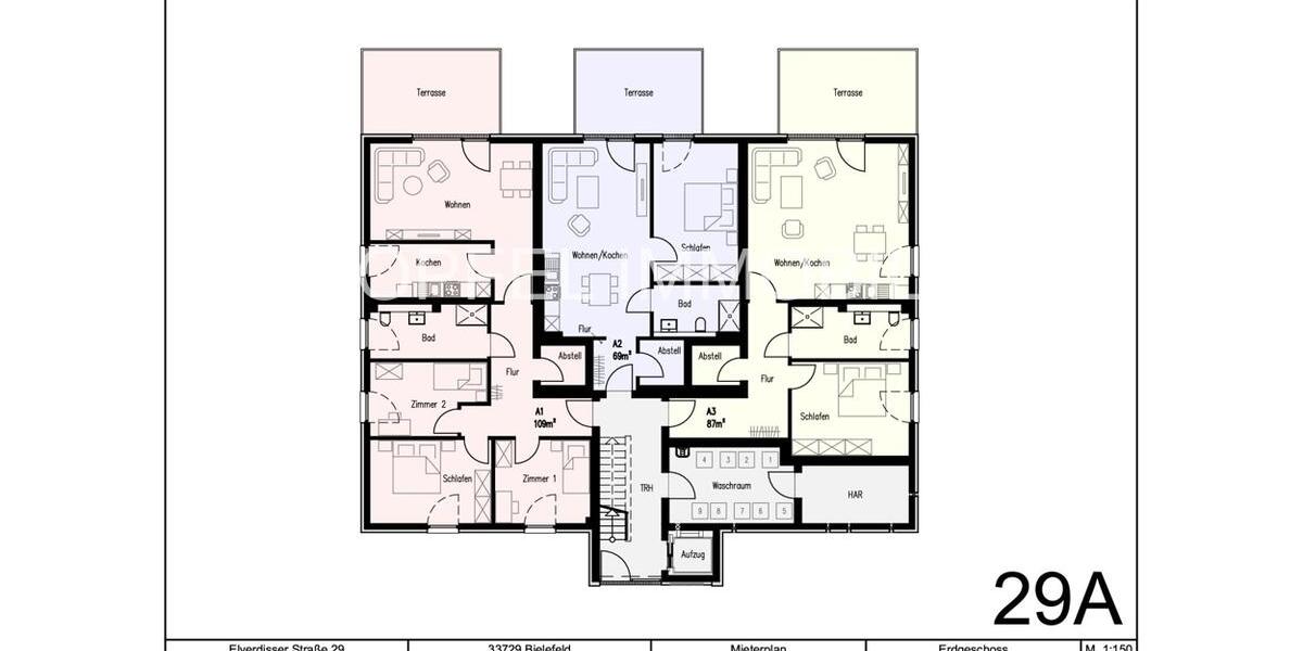 Erdgeschoßwohnung Bielefeld Heepen - 2 Zimmer, 69 m&sup2;, 980&euro; | Angebot:26349943