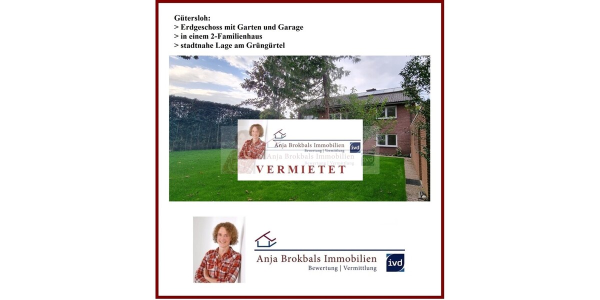 Gütersloh: Erdgeschoss mit Garten und Garage in einem 2 Familienhaus, stadtnahe Lage am Grüngürtel - 4.5 Gütersloh Isselhorst | Angebot:20476906