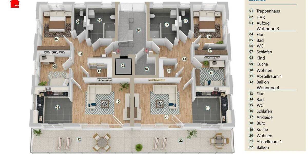 Etagenwohnung Hilter - 3 Zimmer, 93 m&sup2;, 341.421&euro; | Angebot:25191033