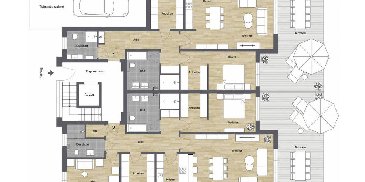 Terrassenwohnung Bielefeld Hoberge-Uerentrup - 3 Zimmer, 106 m&sup2;, 525.000&euro; | Angebot:25669088