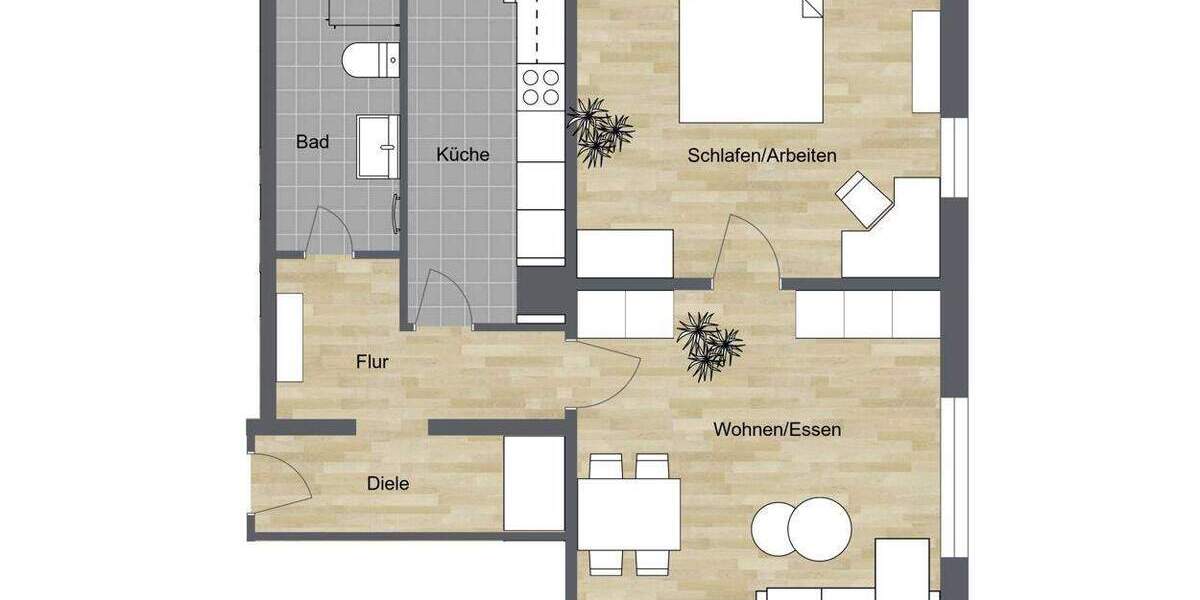 Etagenwohnung Bielefeld Innenstadt - 2 Zimmer, 56 m&sup2;, 540&euro; | Angebot:25424248